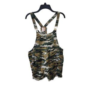 Love Maternity Green Camo Overall Shorts Size Small